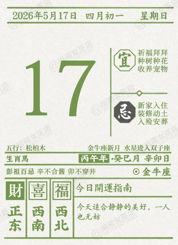星历0517：金牛控制购物欲望 狮子关注身体健康