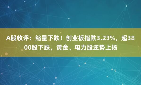 A股收评：缩量下跌！创业板指跌3.23%，超3800股下跌，黄金、电力股逆势上扬