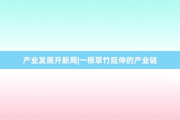 产业发展开新局|一根翠竹延伸的产业链