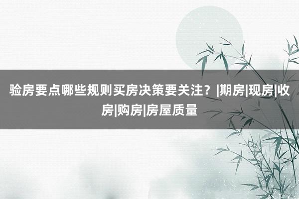 验房要点哪些规则买房决策要关注？|期房|现房|收房|购房|房屋质量