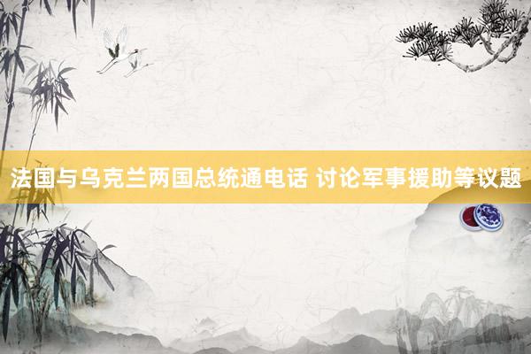 法国与乌克兰两国总统通电话 讨论军事援助等议题