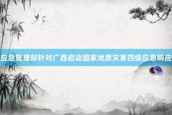 应急管理部针对广西启动国家地质灾害四级应急响应