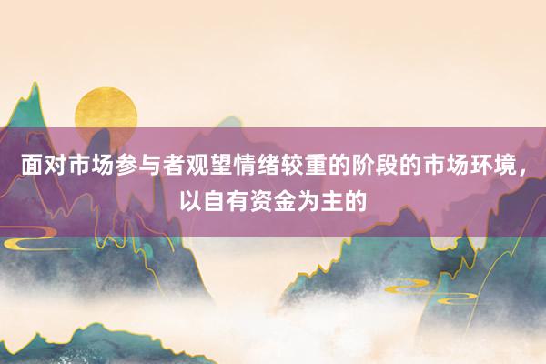 面对市场参与者观望情绪较重的阶段的市场环境，以自有资金为主的