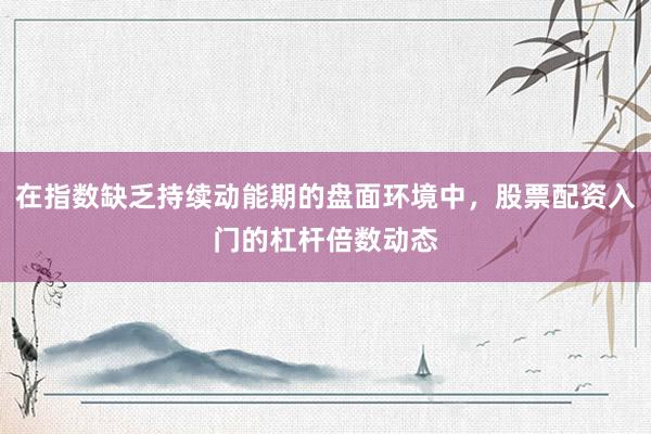 在指数缺乏持续动能期的盘面环境中，股票配资入门的杠杆倍数动态
