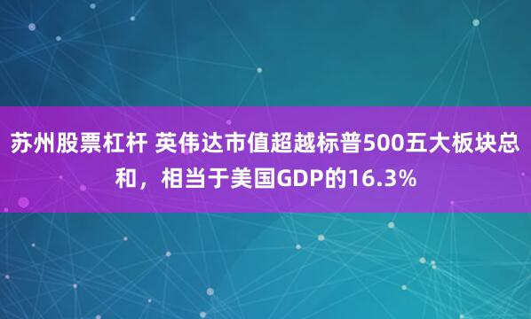 苏州股票杠杆 英伟达市值超越标普500五大板块总和，相当于美国GDP的16.3%