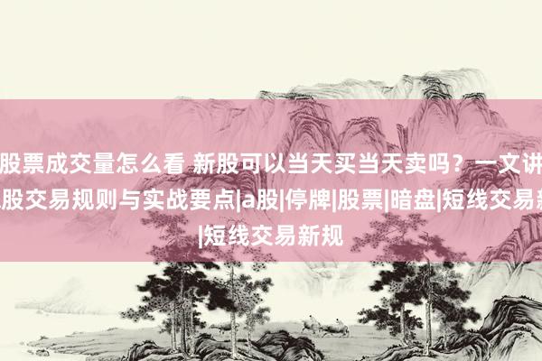 股票成交量怎么看 新股可以当天买当天卖吗？一文讲透A股交易规则与实战要点|a股|停牌|股票|暗盘|短线交易新规
