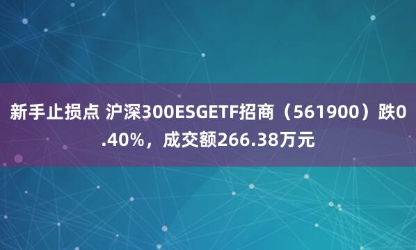 新手止损点 沪深300ESGETF招商（561900）跌0.40%，成交额266.38万元