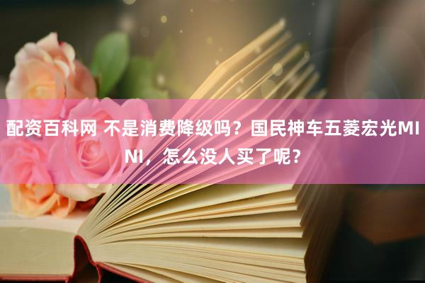 配资百科网 不是消费降级吗？国民神车五菱宏光MINI，怎么没人买了呢？
