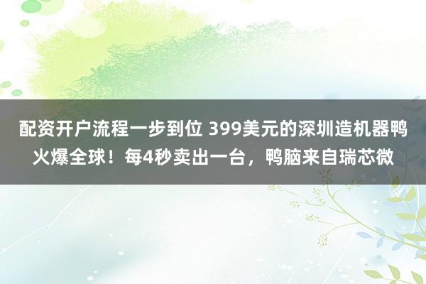 配资开户流程一步到位 399美元的深圳造机器鸭火爆全球！每4秒卖出一台，鸭脑来自瑞芯微