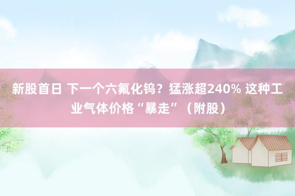 新股首日 下一个六氟化钨？猛涨超240% 这种工业气体价格“暴走”（附股）