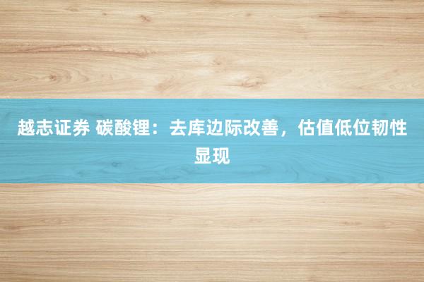 越志证券 碳酸锂：去库边际改善，估值低位韧性显现