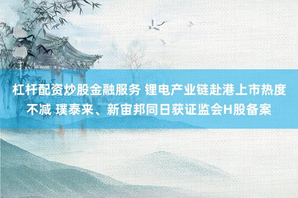 杠杆配资炒股金融服务 锂电产业链赴港上市热度不减 璞泰来、新宙邦同日获证监会H股备案