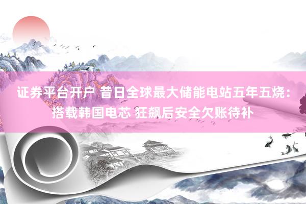 证券平台开户 昔日全球最大储能电站五年五烧：搭载韩国电芯 狂飙后安全欠账待补